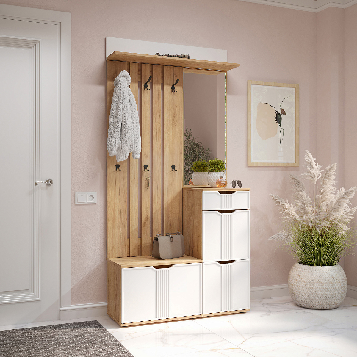 Полка Эмилия ЭЛ-10 дуб крафт золотой/меренга