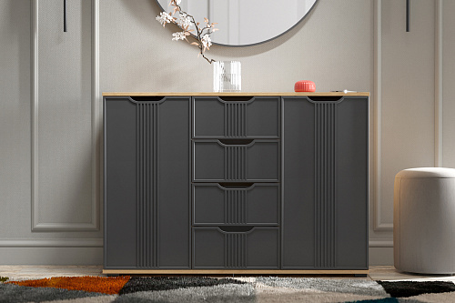 Комод Эмилия ЭЛ-21 дуб крафт золотой/графит