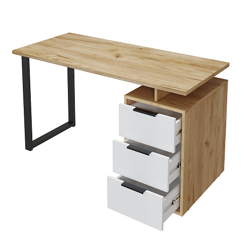 Стол С-406 дуб крафт золотой/меренга (1350*600)