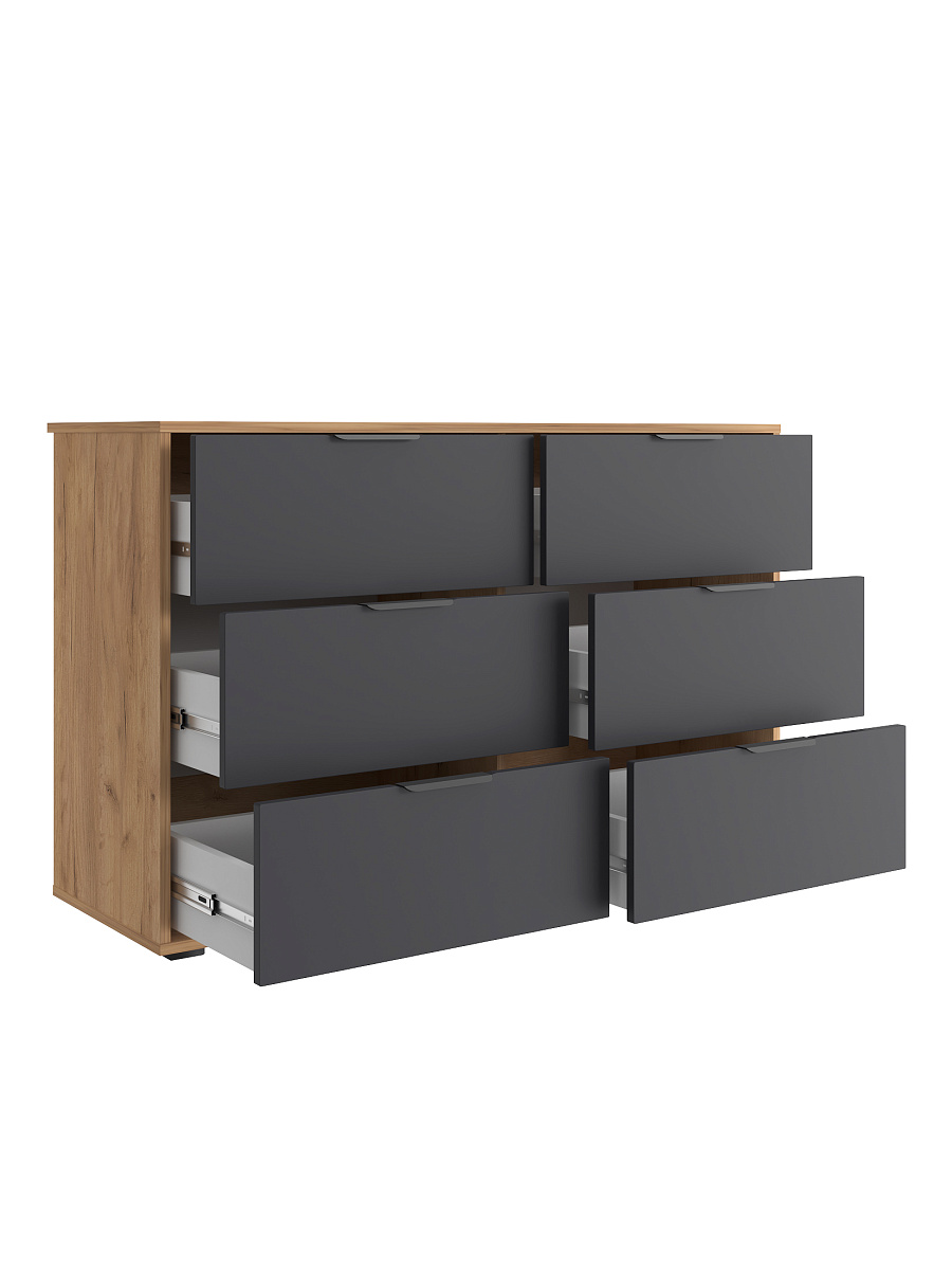 Комод Оптима ОП-15 (1202х426) дуб крафт золотой/графит