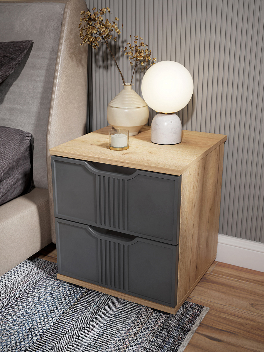 Тумба прикроватная Эмилия ЭЛ-25 дуб крафт золотой/графит