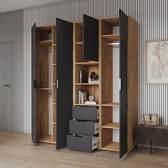 Комплект мебели для прихожей Оптима ОП-106 дуб крафт золотой/графит