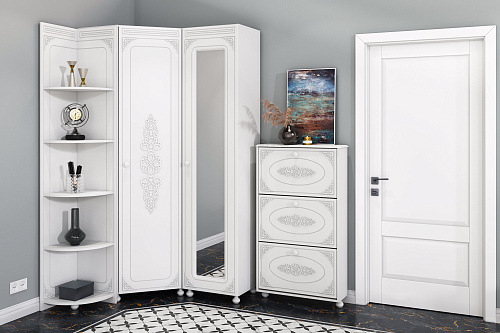 Тумба для обуви (обувница) Ассоль АС-46 белое дерево