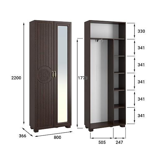Шкаф комбинированный «Монблан» МБ-21К венге/орех шоколадный