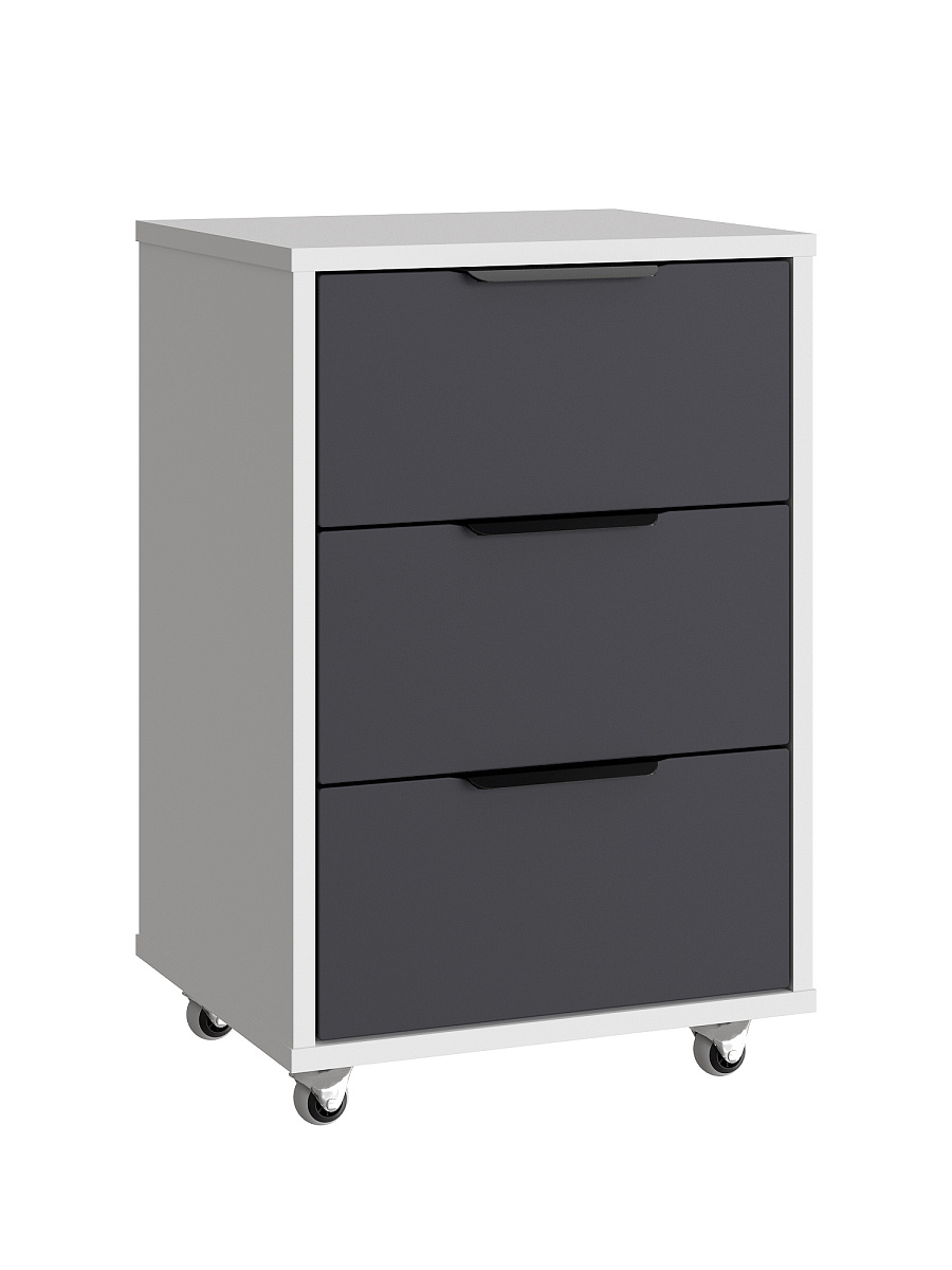 Тумба мобильная К-54 белый структурный/графит