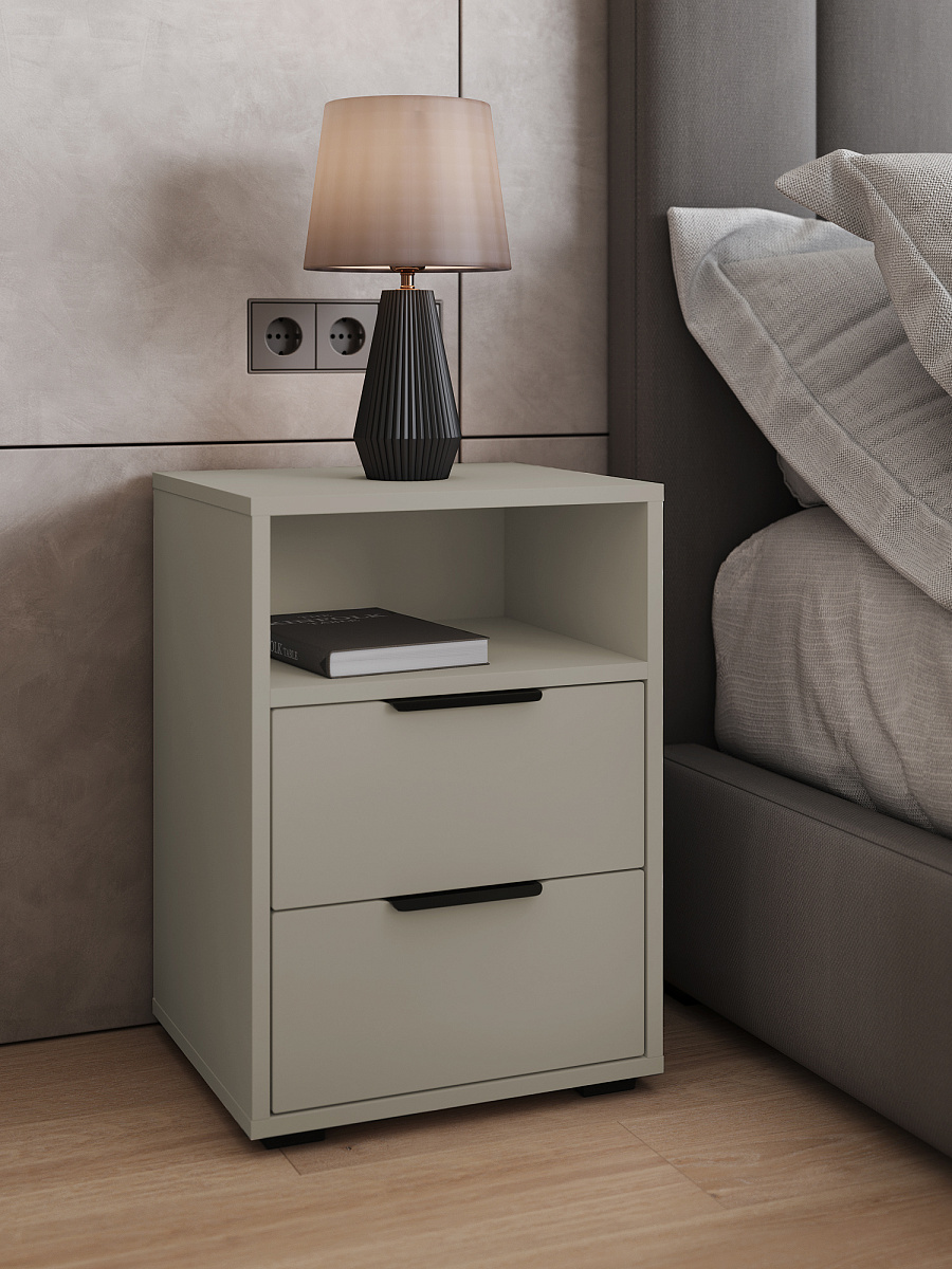 Тумба прикроватная Оптима ОП-07 глиняный серый/риолит