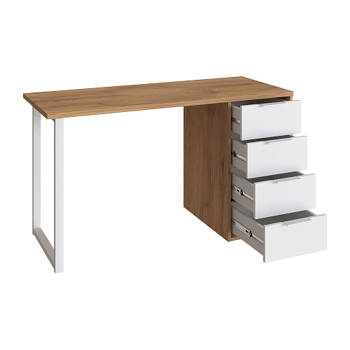 Стол С-412 дуб крафт золотой/меренга (1350х550 белая опора)