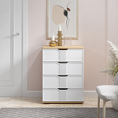 Комод Эмилия ЭЛ-19 дуб крафт золотой/меренга