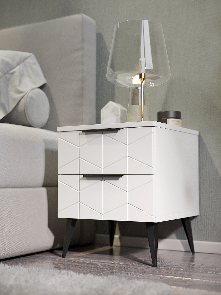 Тумба прикроватная Контемпо КТ-04 белый бриллиант/бланж