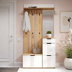 Комплект мебели для прихожей Эмилия ЭЛ-002 дуб крафт золотой/меренга