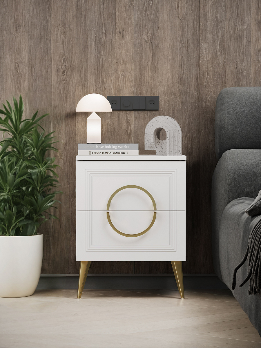 Тумба прикроватная Оливия ОЛ-03 белый бриллиант/бланж