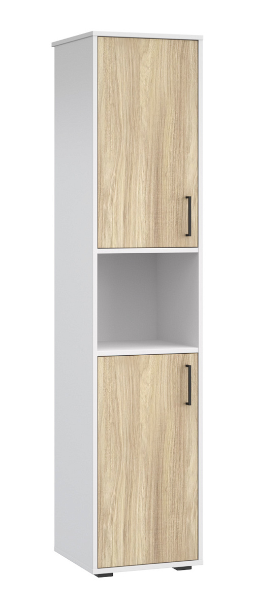 Шкаф-пенал Оскар ОС-02 белый структурный/блэквуд ячменный