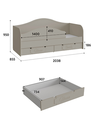 Кровать ДримСтар ДС-51 (800х2000) глиняный серый/риолит