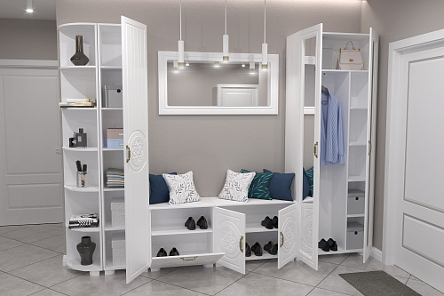 Шкаф с зеркалом «Монблан» МБ-21К белое дерево