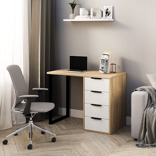 Стол С-404 блэквуд ячменный/меренга (1000х550)