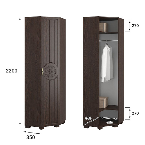 Шкаф угловой «Монблан» МБ-20К венге/орех шоколадный