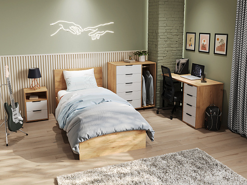 Тумба прикроватная Оптима ОП-07 дуб крафт золотой/меренга