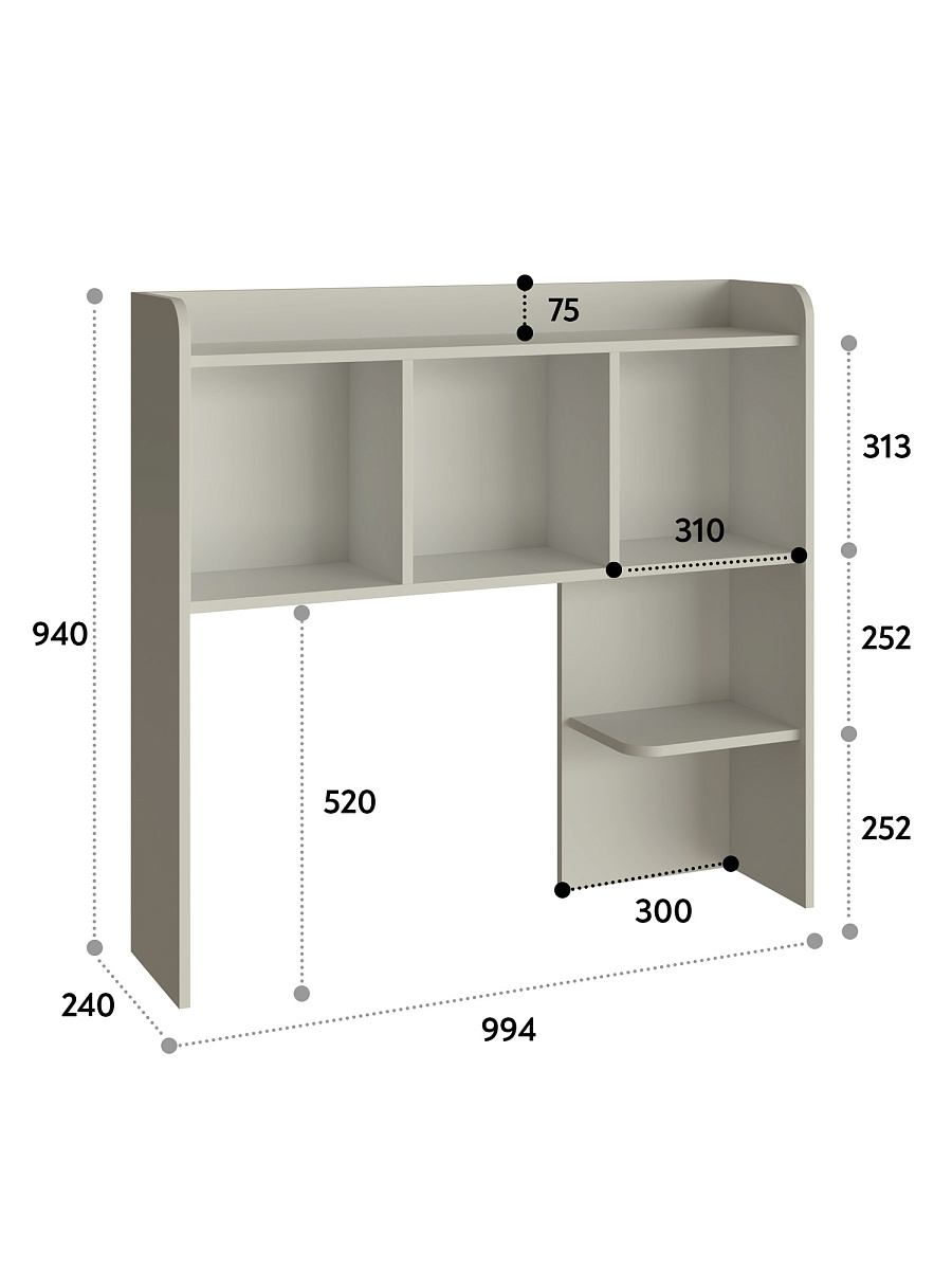 Полка П-100 (994*240) глиняный серый