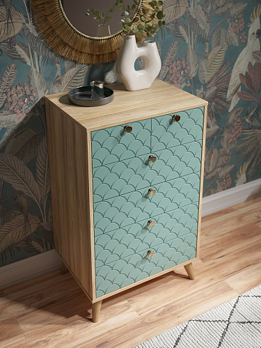 Комод Велламо ВО-02 блэквуд ячменный/бирюза