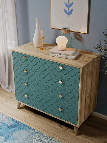 Комод Велламо ВО-12 блэквуд ячменный/бирюза