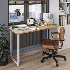 Стол С-600 дуб крафт золотой/каркас белый (1350х600)