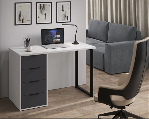 Стол С-400 белый структурный/графит