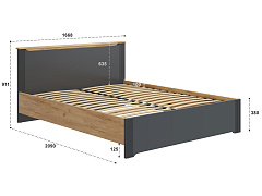 Кровать Эмилия ЭЛ-30 (160х200) дуб крафт золотой/графит