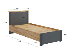 Кровать Эмилия ЭЛ-27 (90х200) дуб крафт золотой/графит