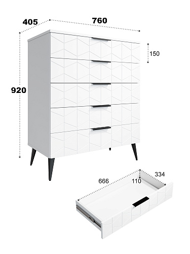 Комод Контемпо КТ-03 белый бриллиант/бланж