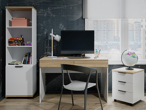 Стеллаж Скайлайт СЛ-5К (левый) блэквуд ячменный/белый/меренга