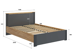 Кровать Эмилия ЭЛ-29 (140х200) дуб крафт золотой/графит
