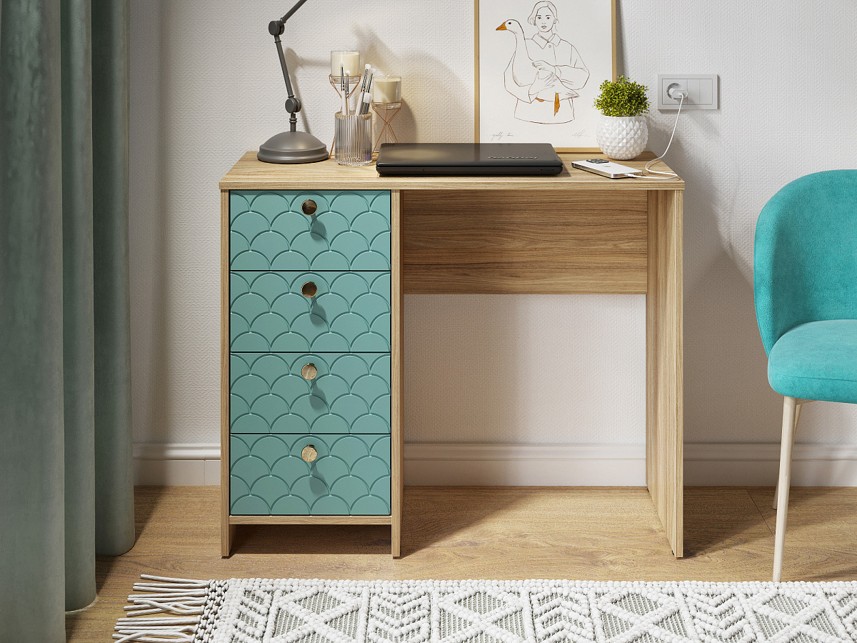 Стол Велламо ВО-10 блэквуд ячменный/бирюза