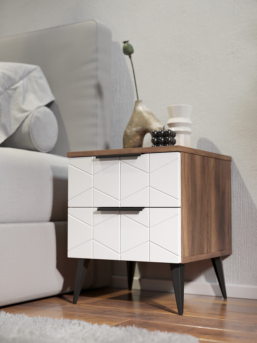 Тумба прикроватная Контемпо КТ-04 дуб барокко янтарный/бланж