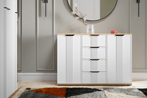 Комод Эмилия ЭЛ-21 дуб крафт золотой/меренга