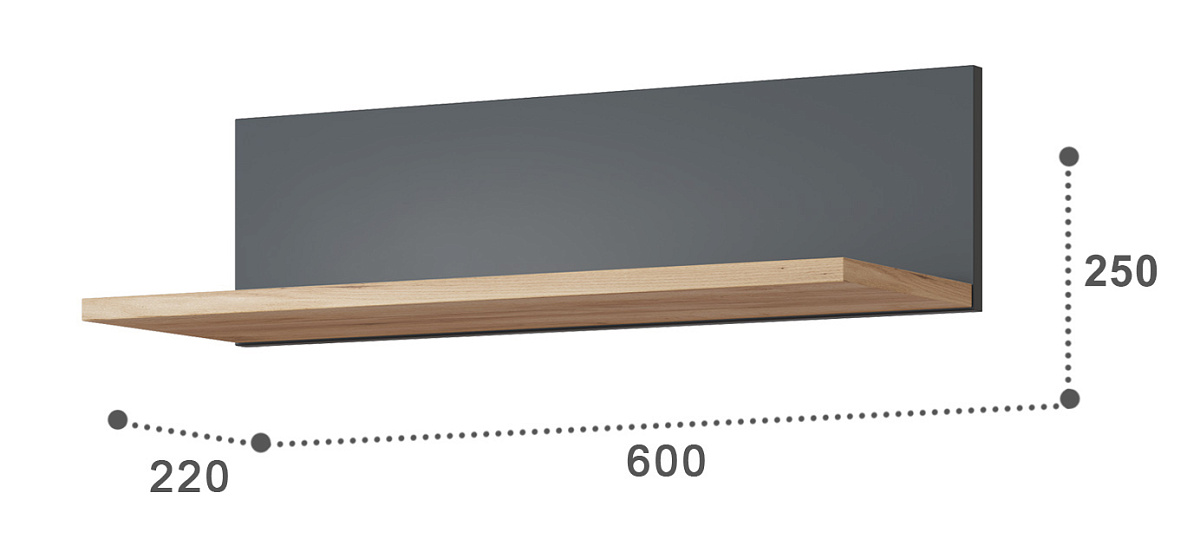 Полка Эмилия ЭЛ-8 дуб крафт золотой/графит