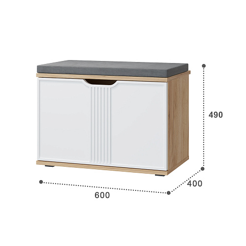 Тумба Эмилия ЭЛ-4К (с подушкой) дуб крафт золотой/меренга