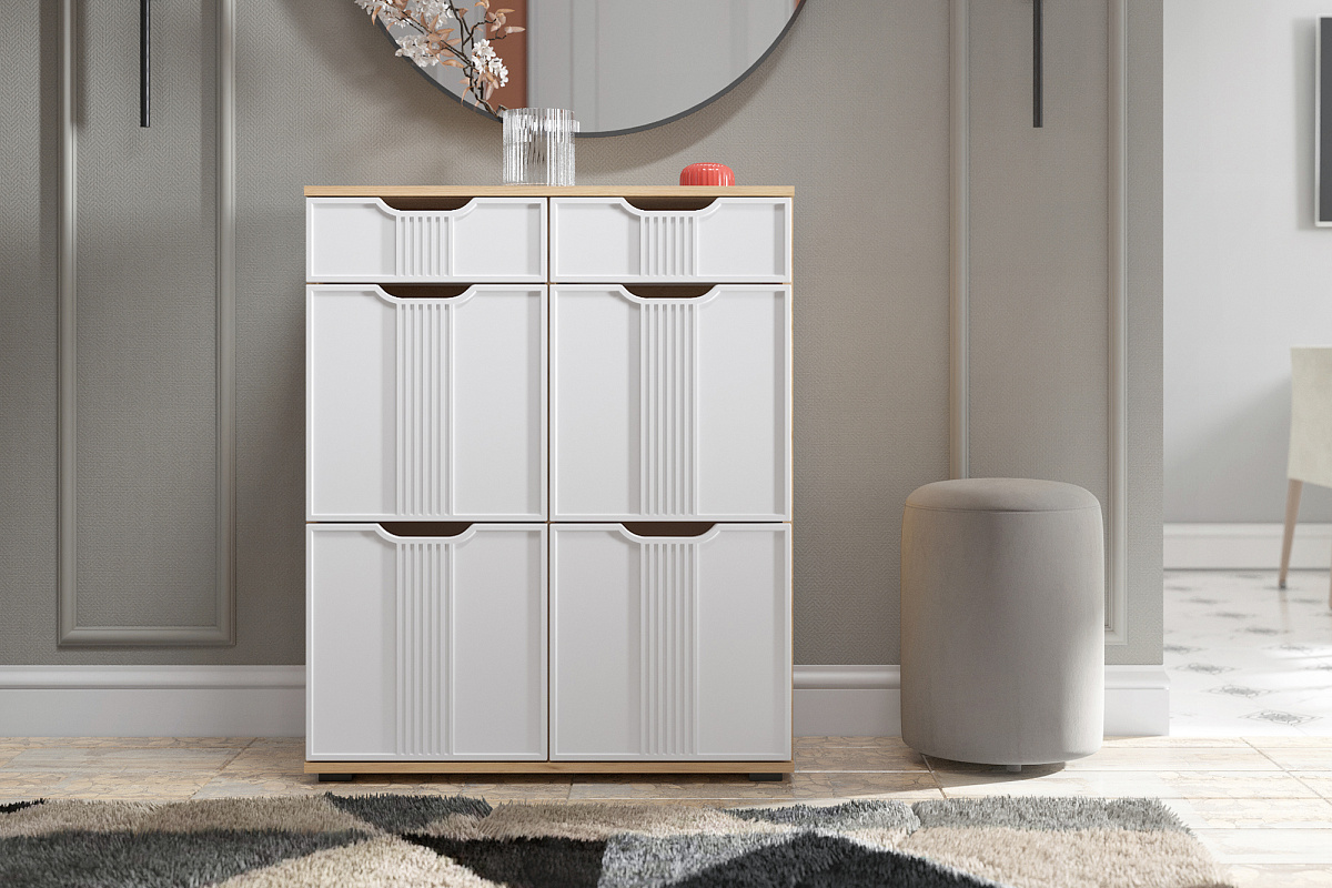 Комод Эмилия ЭЛ-20 дуб крафт золотой/меренга