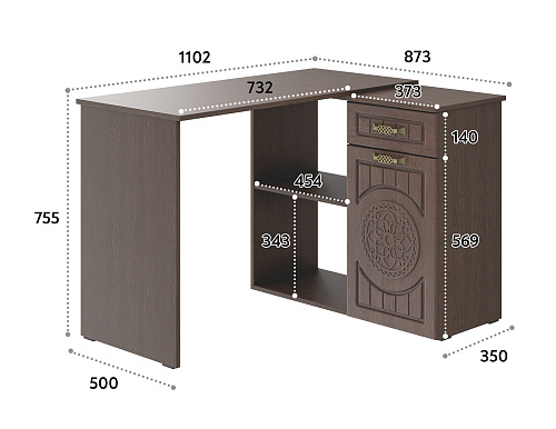 Стол угловой Монблан МБ-74К венге/орех шоколадный