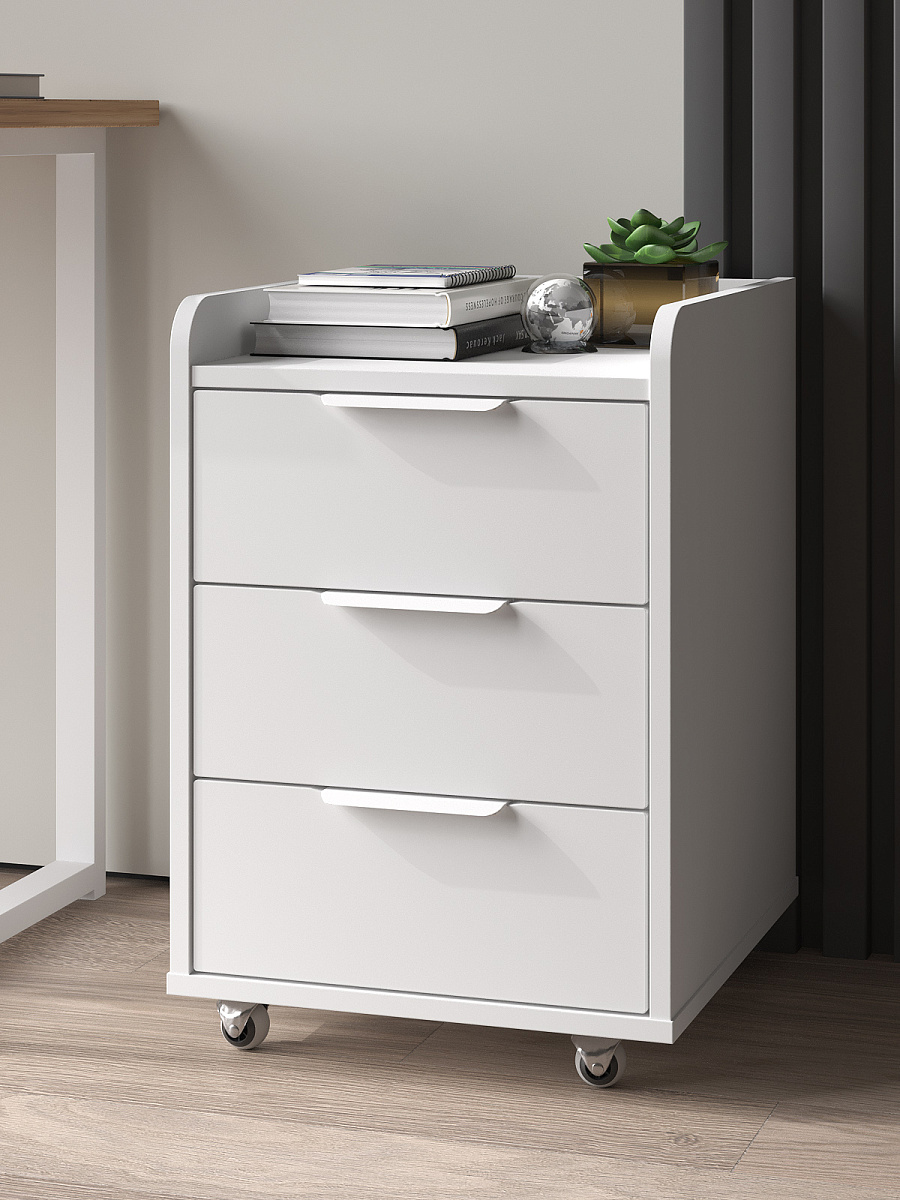 Тумба мобильная К-57 белый структурный/меренга