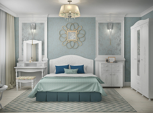 Шкаф трёхдверный с зеркалом Ассоль АС-27 белое дерево