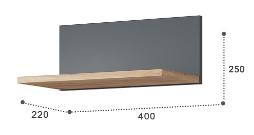 Полка Эмилия ЭЛ-9 дуб крафт золотой/графит