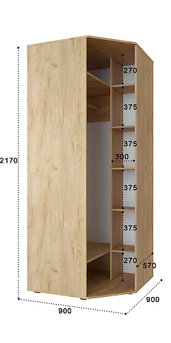 Шкаф угловой Эмилия ЭЛ-17К с зеркалом дуб крафт золотой/графит