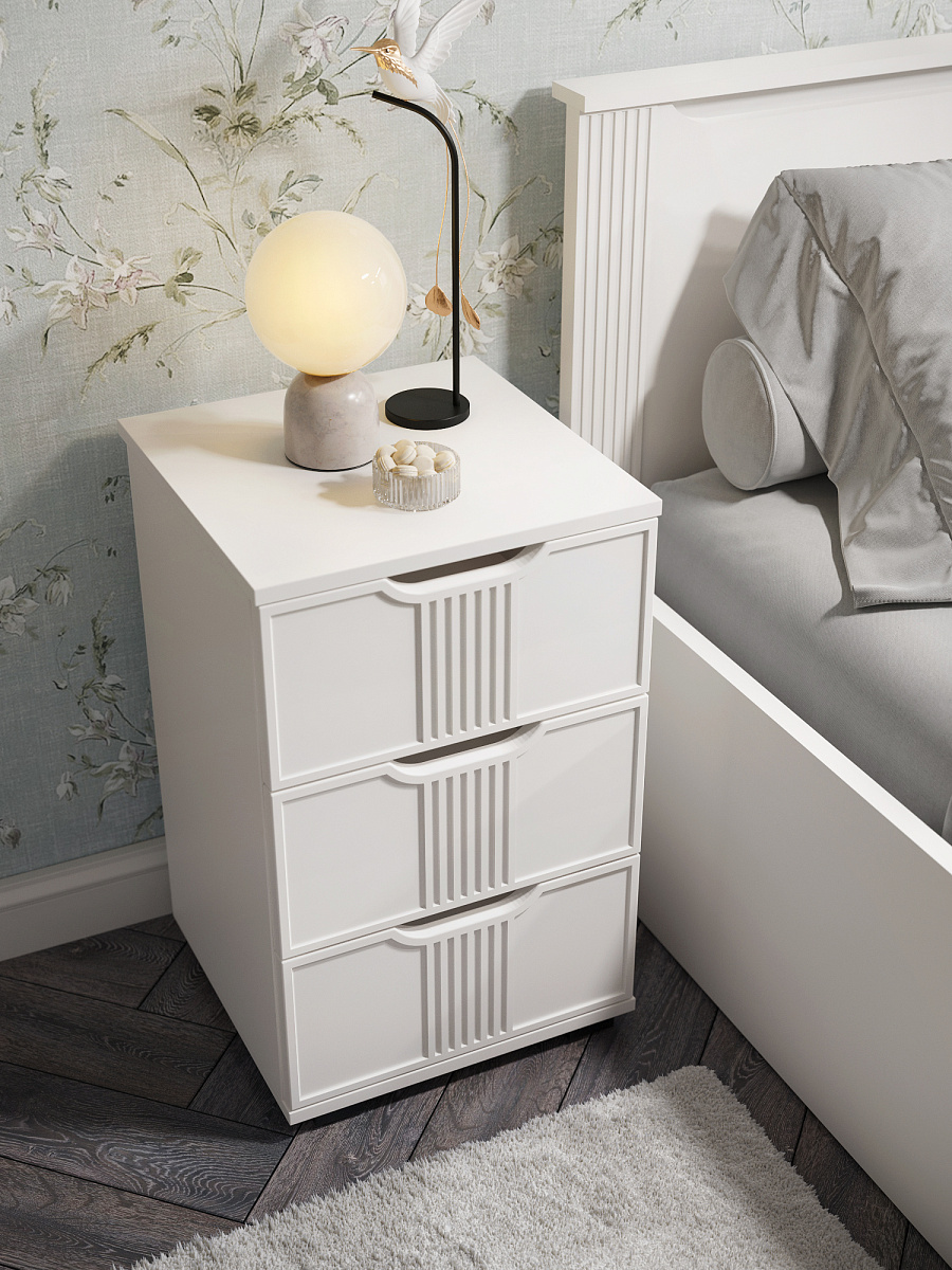 Тумба прикроватная Эмилия ЭЛ-26 белый структурный/меренга