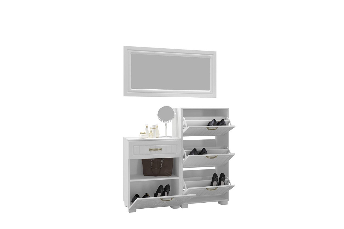 Тумба для обуви (обувница) «Монблан» МБ-34К белое дерево