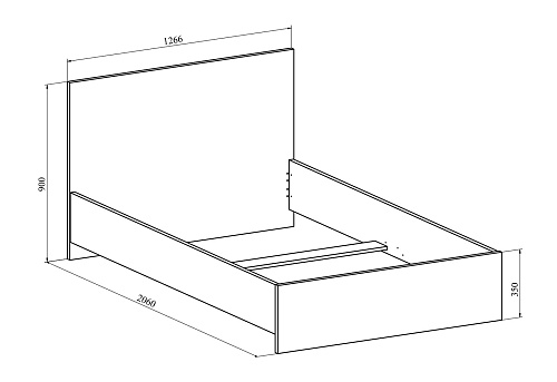 Кровать Виктория ВИ-30 (1200x2000) дуб крафт золотой
