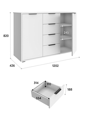 Комод Оптима ОП-17 белый структурный/меренга