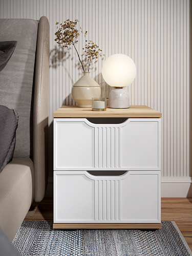 Тумба прикроватная Эмилия ЭЛ-25 дуб крафт золотой/меренга