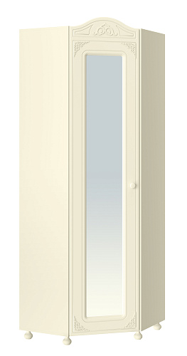 Шкаф угловой с зеркалом Ассоль плюс АС-522К (левый с короной) ваниль