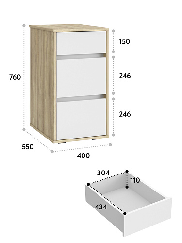 Тумба Оскар ОС-10 блэквуд ячменный/белый структурный