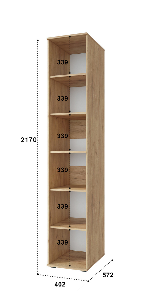 Пенал Эмилия ЭЛ-15К глухой дуб крафт золотой/графит